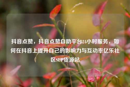 抖音点赞	，抖音点赞自助平台24小时服务，如何在抖音上提升自己的影响力与互动率亿乐社区SUP货源站  第1张