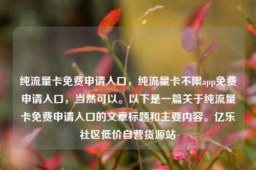 纯流量卡免费申请入口，纯流量卡不限app免费申请入口	，当然可以	。以下是一篇关于纯流量卡免费申请入口的文章标题和主要内容。亿乐社区低价自营货源站  第1张